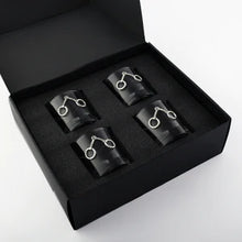 Load image into Gallery viewer, Equestrian Bit Barware set of 4 glasses