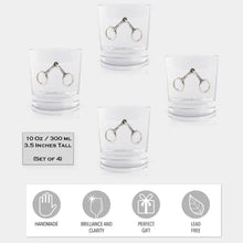 Load image into Gallery viewer, Equestrian Bit Barware set of 4 glasses