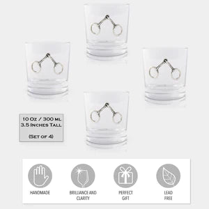 Equestrian Bit Barware set of 4 glasses