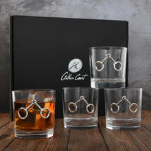 Load image into Gallery viewer, Equestrian Bit Barware set of 4 glasses