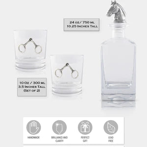 Equestrian Decanter Set w/ pair of glasses