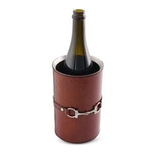 Leather Bit Wine Bottle Chiller ~ Stainless Steel Lined