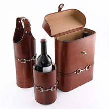 Load image into Gallery viewer, Leather Bit Wine Bottle Chiller ~ Stainless Steel Lined