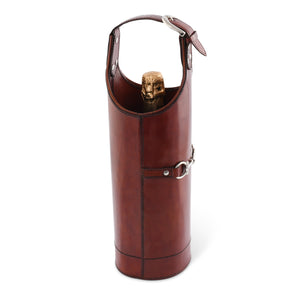 Leather Bit Single Wine Bottle Carrier