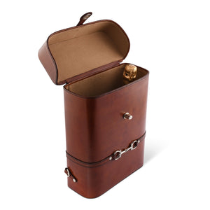 Leather Bit Double  Wine Bottle Carrier