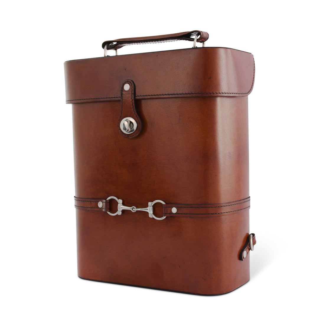 Leather Bit Double  Wine Bottle Carrier