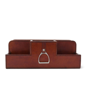 Leather Stirrup Desk Organizer for Office