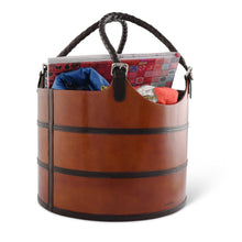 Load image into Gallery viewer, Leather Bit Magazine Basket Office Organizer