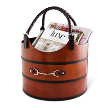 Load image into Gallery viewer, Leather Bit Magazine Basket Office Organizer