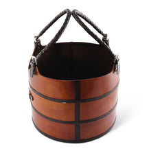 Load image into Gallery viewer, Leather Bit Magazine Basket Office Organizer