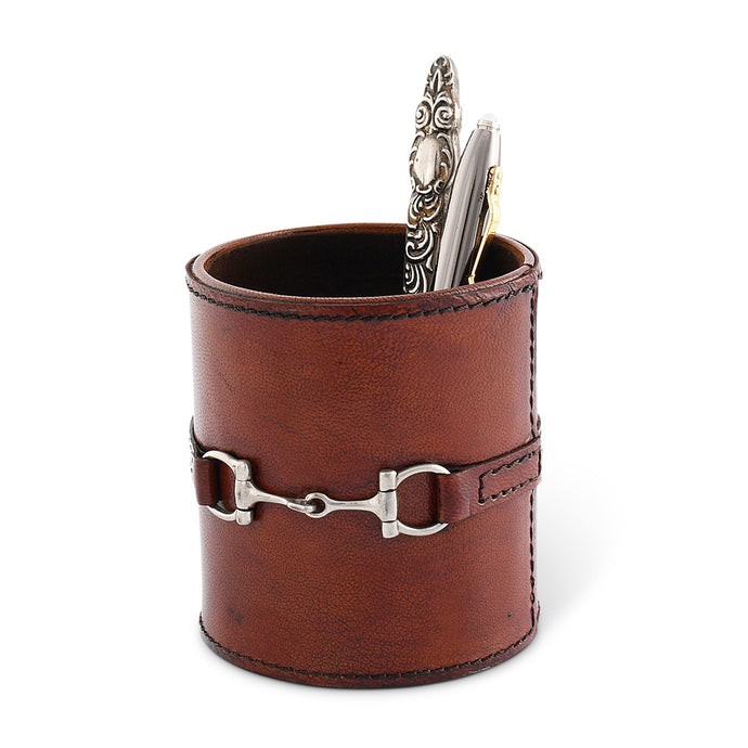 Leather Bit Office Pen Holder