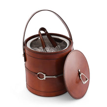 Load image into Gallery viewer, Leather Bit Lidded Ice Bucket