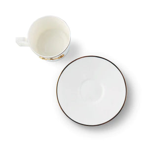 Gold Bit Bone China Round Cup and Saucer Gold Rim