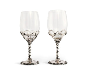 Equestrian  Bit Pair of Wine Glasses Set of 2