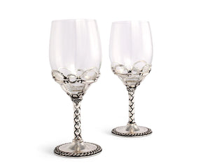 Equestrian  Bit Pair of Wine Glasses Set of 2