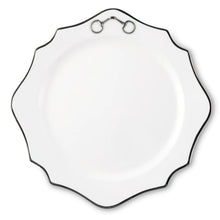 Load image into Gallery viewer, Pewter Bit Scallop Bone China Charger Plate