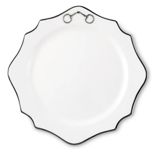 Pewter Bit Scallop Bone China Charger Plate