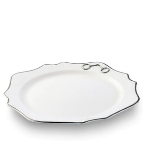 Pewter Bit Scallop Bone China Charger Plate