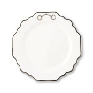 Pewter Bit Bone China Scallop Salad Plate Pewter Rim