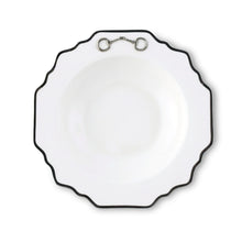 Load image into Gallery viewer, Pewter Bit Bone China Scallop Soup Plate Platinum Rim