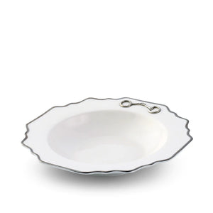 Pewter Bit Bone China Scallop Soup Plate Platinum Rim